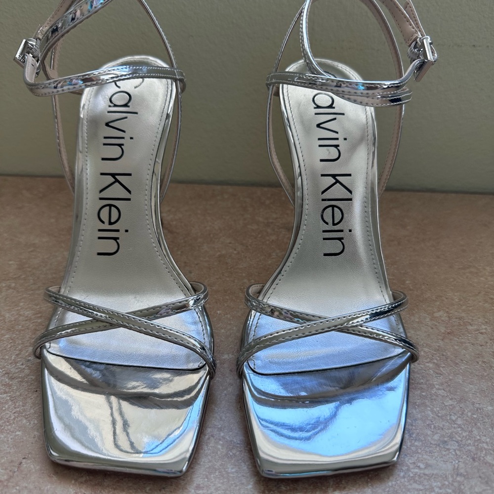 Calvin Klein Silver Stiletto Heels Size 9